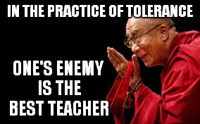 IN THE PRACTICE OF TOLERANCE ONE'S ENEMY IS THE BEST TEACHER | made w/ Imgflip meme maker