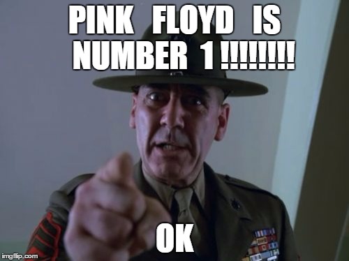 Sergeant Hartmann Meme | PINK   FLOYD   IS    NUMBER  1 !!!!!!!! OK | image tagged in memes,sergeant hartmann | made w/ Imgflip meme maker