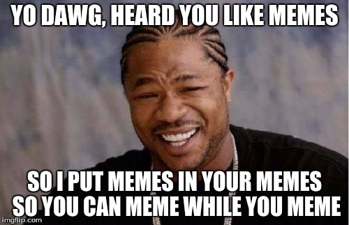 Yo Dawg Heard You | YO DAWG, HEARD YOU LIKE MEMES SO I PUT MEMES IN YOUR MEMES SO YOU CAN MEME WHILE YOU MEME | image tagged in memes,yo dawg heard you | made w/ Imgflip meme maker