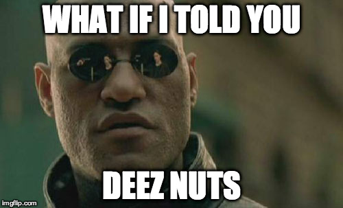 Matrix Morpheus | WHAT IF I TOLD YOU DEEZ NUTS | image tagged in memes,matrix morpheus | made w/ Imgflip meme maker