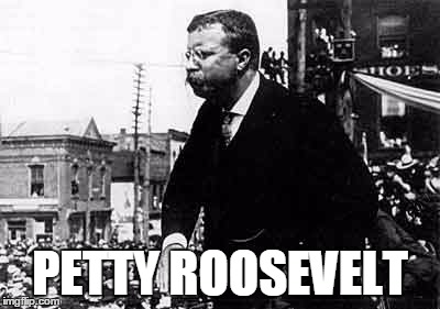 PETTY ROOSEVELT | image tagged in teddy roosevelt,petty | made w/ Imgflip meme maker