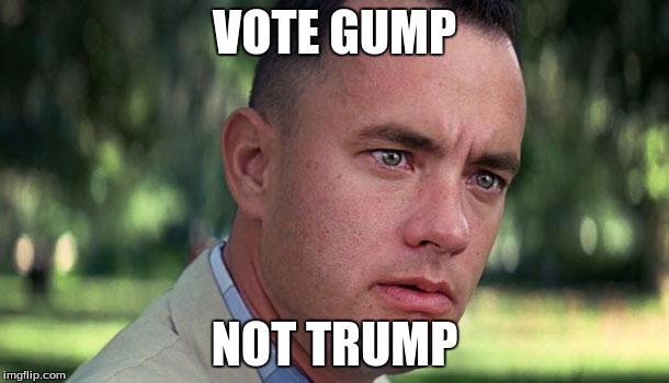 Forest Gump | VOTE GUMP NOT TRUMP | image tagged in forest gump | made w/ Imgflip meme maker