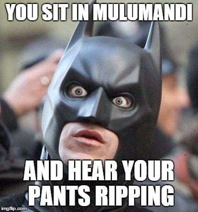 Shocked Batman | YOU SIT IN MULUMANDI AND HEAR YOUR PANTS RIPPING | image tagged in shocked batman | made w/ Imgflip meme maker