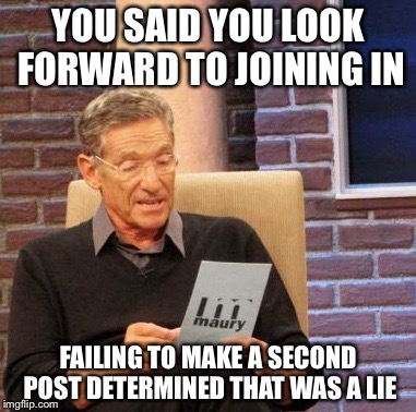 Maury Lie Detector Meme | YOU SAID YOU LOOK FORWARD TO JOINING IN FAILING TO MAKE A SECOND POST DETERMINED THAT WAS A LIE | image tagged in memes,maury lie detector | made w/ Imgflip meme maker