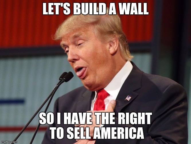 LET'S BUILD A WALL SO I HAVE THE RIGHT TO SELL AMERICA | image tagged in trump | made w/ Imgflip meme maker