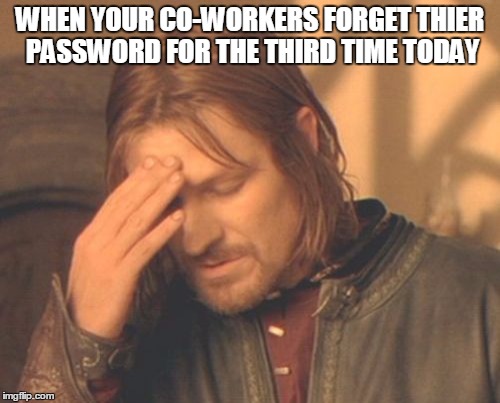 Frustrated Boromir Meme | WHEN YOUR CO-WORKERS FORGET THIER PASSWORD FOR THE THIRD TIME TODAY | image tagged in memes,frustrated boromir | made w/ Imgflip meme maker