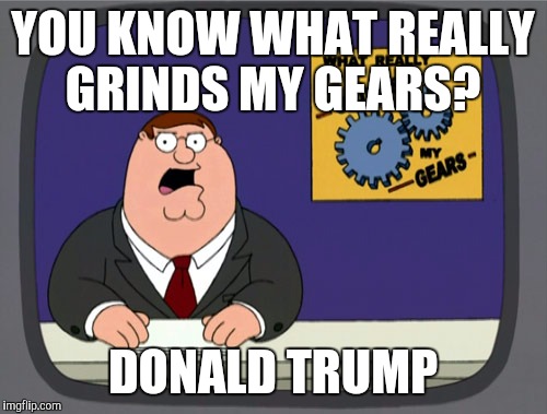Peter Griffin News | YOU KNOW WHAT REALLY GRINDS MY GEARS? DONALD TRUMP | image tagged in memes,peter griffin news,AdviceAnimals | made w/ Imgflip meme maker