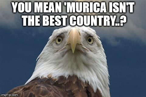 can i haz freedom | YOU MEAN 'MURICA ISN'T THE BEST COUNTRY..? | image tagged in sad american eagle | made w/ Imgflip meme maker