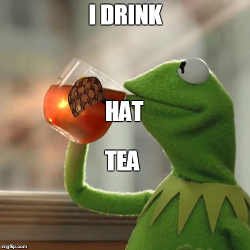 But That's None Of My Business | I DRINK HAT TEA | image tagged in memes,but thats none of my business,kermit the frog,scumbag | made w/ Imgflip meme maker