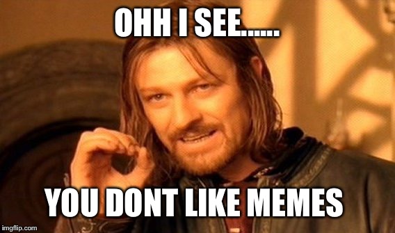 One Does Not Simply | OHH I SEE...... YOU DONT LIKE MEMES | image tagged in memes,one does not simply | made w/ Imgflip meme maker