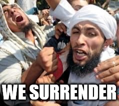Joyous | WE SURRENDER | image tagged in joyous | made w/ Imgflip meme maker