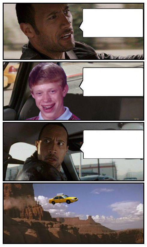 Bad Luck Brian Disaster Taxi runs over cliff Blank Meme Template