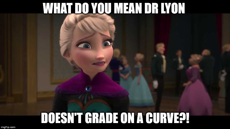 elsa should have taken better notes | WHAT DO YOU MEAN DR LYON DOESN'T GRADE ON A CURVE?! | image tagged in frozen,college,elsa,finals,finals week | made w/ Imgflip meme maker