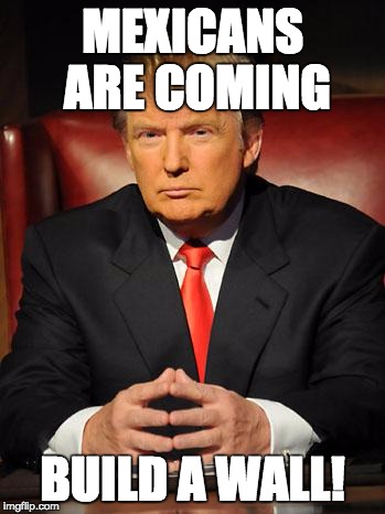 Serious Trump | MEXICANS ARE COMING BUILD A WALL! | image tagged in serious trump | made w/ Imgflip meme maker
