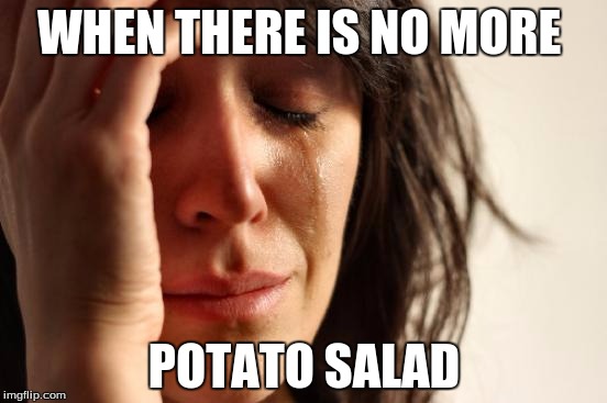 First World Problems Meme | WHEN THERE IS NO MORE POTATO SALAD | image tagged in memes,first world problems | made w/ Imgflip meme maker