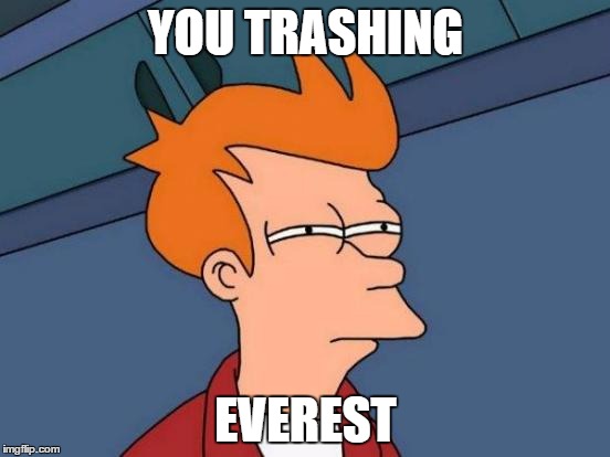 Futurama Fry | YOU TRASHING EVEREST | image tagged in memes,futurama fry | made w/ Imgflip meme maker