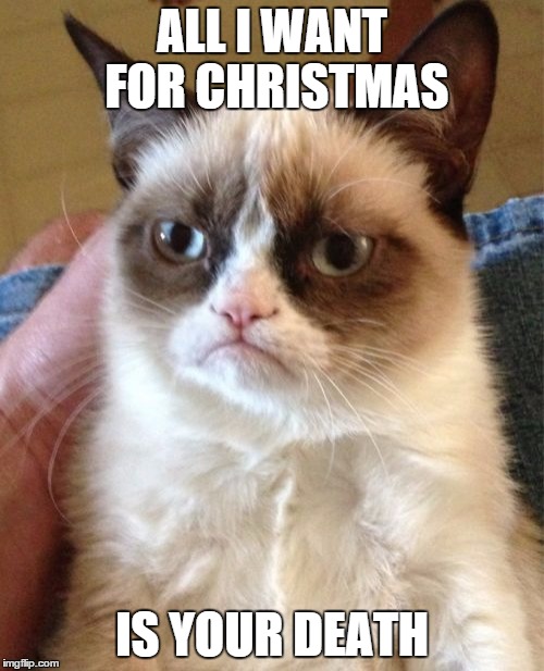 Grumpy Cat | ALL I WANT FOR CHRISTMAS IS YOUR DEATH | image tagged in memes,grumpy cat | made w/ Imgflip meme maker