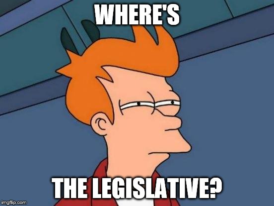 Futurama Fry Meme | WHERE'S THE LEGISLATIVE? | image tagged in memes,futurama fry | made w/ Imgflip meme maker