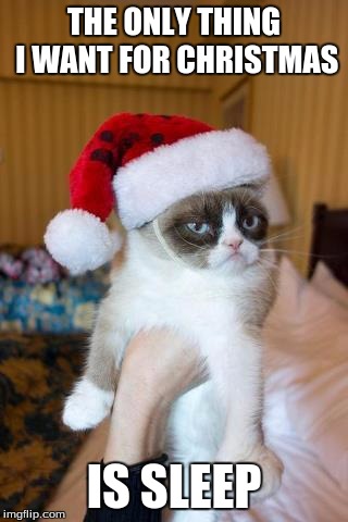 Grumpy Cat Christmas | THE ONLY THING I WANT FOR CHRISTMAS IS SLEEP | image tagged in memes,grumpy cat christmas,grumpy cat | made w/ Imgflip meme maker