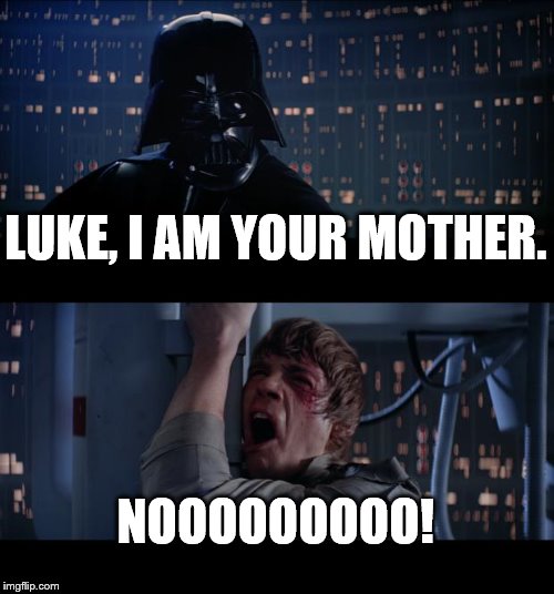 Star Wars No Meme | LUKE, I AM YOUR MOTHER. NOOOOOOOOO! | image tagged in memes,star wars no | made w/ Imgflip meme maker