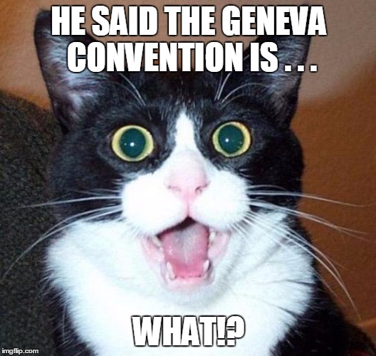 HE SAID THE GENEVA CONVENTION IS . . . WHAT!? | made w/ Imgflip meme maker
