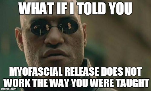 Matrix Morpheus | WHAT IF I TOLD YOU MYOFASCIAL RELEASE DOES NOT WORK THE WAY YOU WERE TAUGHT | image tagged in memes,matrix morpheus | made w/ Imgflip meme maker