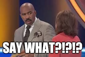 Steve Harvey ahh snap | SAY WHAT?!?!? | image tagged in steve harvey ahh snap | made w/ Imgflip meme maker