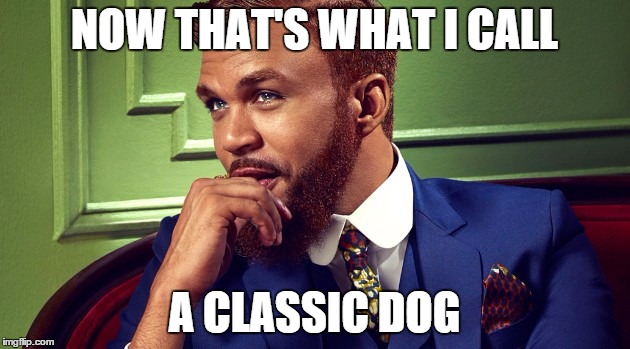 classic man | NOW THAT'S WHAT I CALL A CLASSIC DOG | image tagged in classic man | made w/ Imgflip meme maker