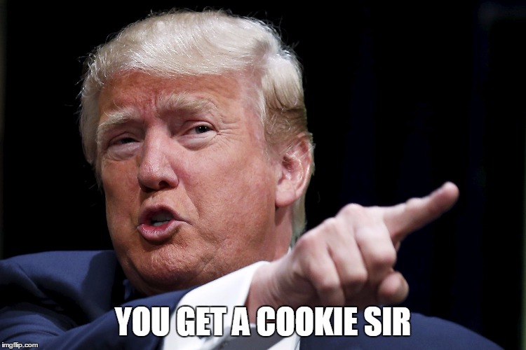 Trumpy | YOU GET A COOKIE SIR | image tagged in trumpy | made w/ Imgflip meme maker
