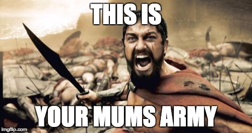 Sparta Leonidas | THIS IS YOUR MUMS ARMY | image tagged in memes,sparta leonidas | made w/ Imgflip meme maker