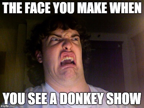 Oh No | THE FACE YOU MAKE WHEN YOU SEE A DONKEY SHOW | image tagged in memes,oh no | made w/ Imgflip meme maker