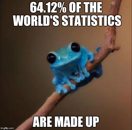 Small fact frog | 64.12% OF THE WORLD'S STATISTICS ARE MADE UP | image tagged in small fact frog,memes,fun fact frog,useless fact of the day | made w/ Imgflip meme maker