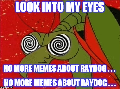 LOOK INTO MY EYES NO MORE MEMES ABOUT RAYDOG . . . NO MORE MEMES ABOUT RAYDOG . . . | made w/ Imgflip meme maker