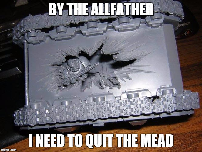 wtf space wolves | BY THE ALLFATHER I NEED TO QUIT THE MEAD | image tagged in wtf space wolves | made w/ Imgflip meme maker