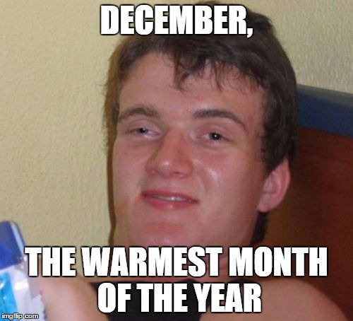 10 Guy Meme | DECEMBER, THE WARMEST MONTH OF THE YEAR | image tagged in memes,10 guy | made w/ Imgflip meme maker