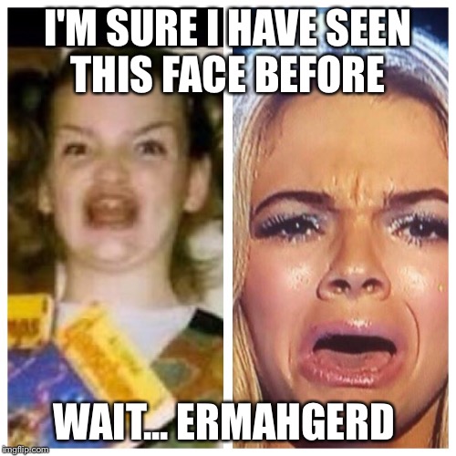 Louisa Johnson won X Factor and we can also happily announce the new face of ERMAHGERD congrats Louisa  | I'M SURE I HAVE SEEN THIS FACE BEFORE WAIT... ERMAHGERD | image tagged in funny memes | made w/ Imgflip meme maker