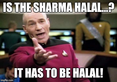 Picard Wtf Meme | IS THE SHARMA HALAL...? IT HAS TO BE HALAL! | image tagged in memes,picard wtf | made w/ Imgflip meme maker