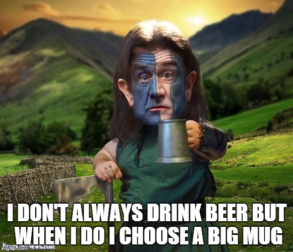 Freedom To Drink Beer | I DON'T ALWAYS DRINK BEER BUT WHEN I DO I CHOOSE A BIG MUG | image tagged in beer,guy beer,freedom,mel gibson,braveheart | made w/ Imgflip meme maker