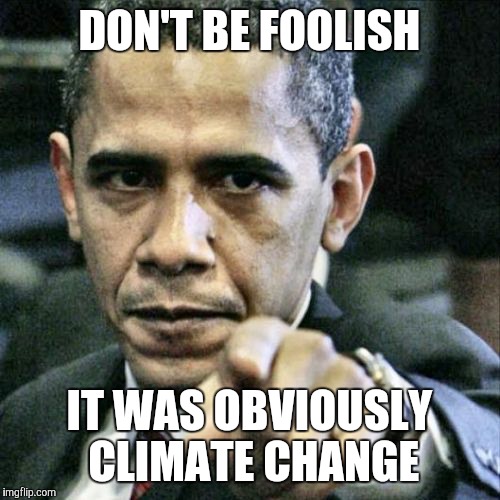 DON'T BE FOOLISH IT WAS OBVIOUSLY CLIMATE CHANGE | made w/ Imgflip meme maker