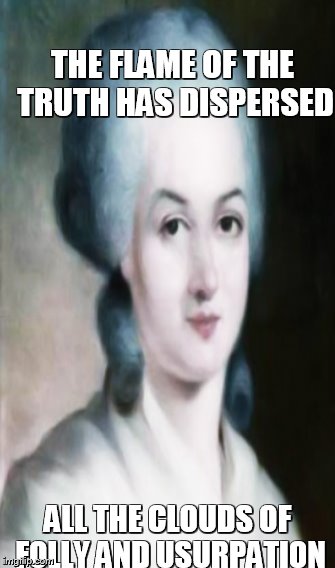 Olympe de gouges | THE FLAME OF THE TRUTH HAS DISPERSED ALL THE CLOUDS OF FOLLY AND USURPATION | image tagged in memes | made w/ Imgflip meme maker
