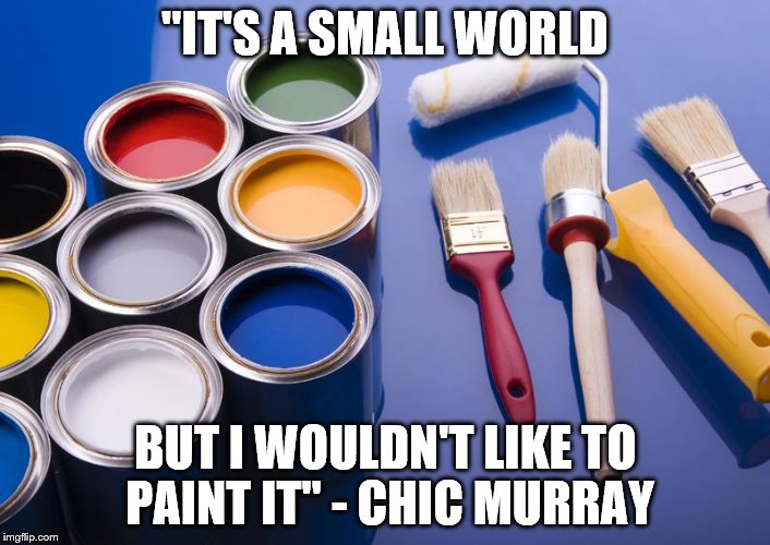 You can't argue... | "IT'S A SMALL WORLD BUT I WOULDN'T LIKE TO PAINT IT" - CHIC MURRAY | image tagged in paint,chic murray,quotes | made w/ Imgflip meme maker