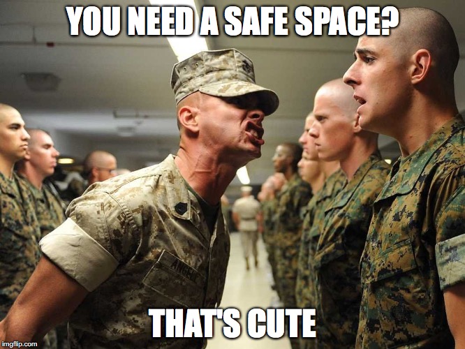 YOU NEED A SAFE SPACE? THAT'S CUTE | image tagged in safe space,that's cute | made w/ Imgflip meme maker