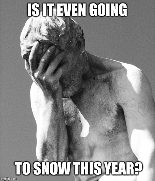 Despair | IS IT EVEN GOING TO SNOW THIS YEAR? | image tagged in despair | made w/ Imgflip meme maker