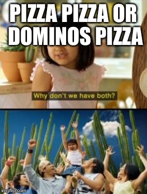 Why Not Both | PIZZA PIZZA OR DOMINOS PIZZA | image tagged in memes,why not both | made w/ Imgflip meme maker