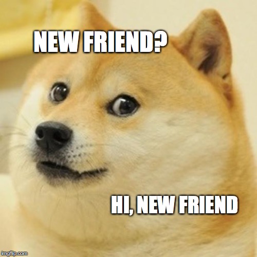Doge Meme | NEW FRIEND? HI, NEW FRIEND | image tagged in memes,doge | made w/ Imgflip meme maker