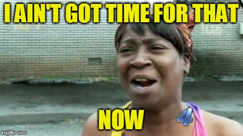 Ain't Nobody Got Time For That Meme | I AIN'T GOT TIME FOR THAT NOW | image tagged in memes,aint nobody got time for that | made w/ Imgflip meme maker