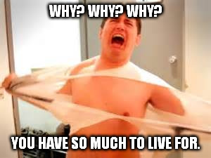 WHY? WHY? WHY? YOU HAVE SO MUCH TO LIVE FOR. | made w/ Imgflip meme maker