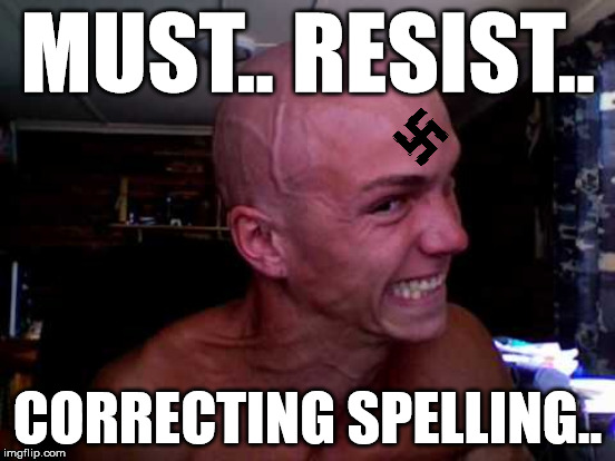 hold me back | MUST.. RESIST.. CORRECTING SPELLING.. | image tagged in grammar,nazi | made w/ Imgflip meme maker