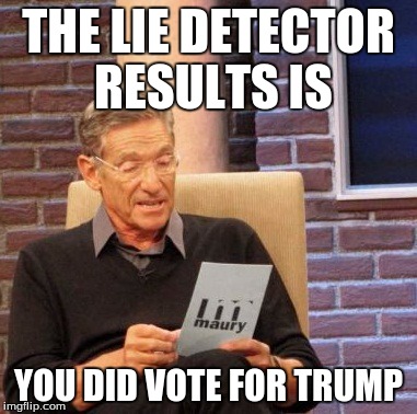 Maury Lie Detector Meme | THE LIE DETECTOR RESULTS IS YOU DID VOTE FOR TRUMP | image tagged in memes,maury lie detector | made w/ Imgflip meme maker