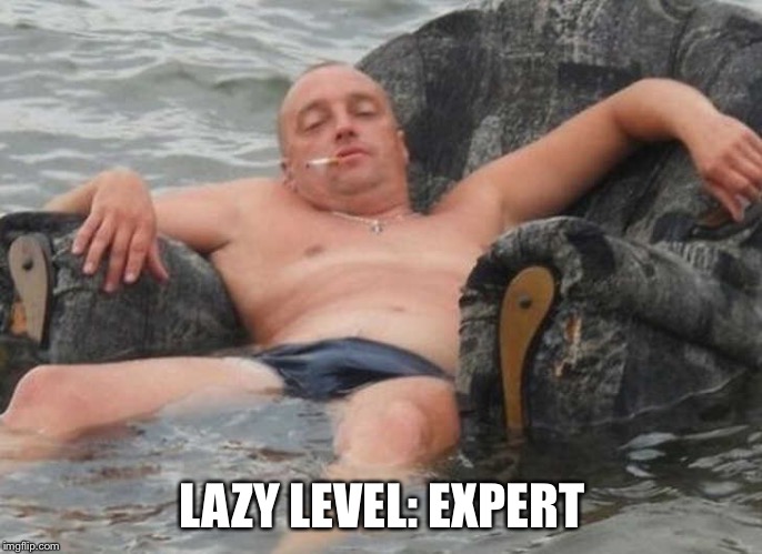 LAZY LEVEL: EXPERT | image tagged in funny memes | made w/ Imgflip meme maker